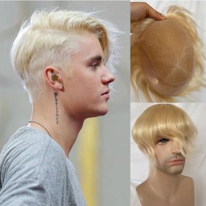 Pwigs Q6 Base for Men French Lace Front Mens Toupee Poly Lace Skin Hair System Mens Hairpiece Front Bleached Knot Natural Hairline Wig - Image 11