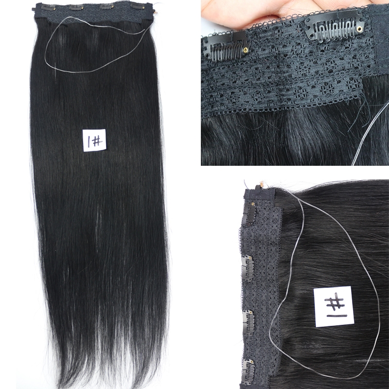 Flip Hair Extension 8A Unprocessed Brazilian Remy Hair Color #1 Flip Hair Extension Human Hair Straight Hair