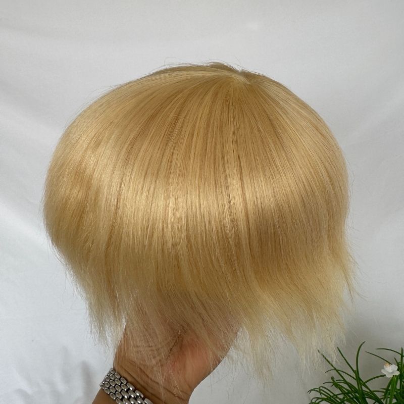 Men Wigs Human Hair Toupee Thin Skin Pu Male Wig Hair Prosthesis Men Toupee Hair 8x10inch Replacement System Remy Hair Pieces 613 Blonde - Image 4
