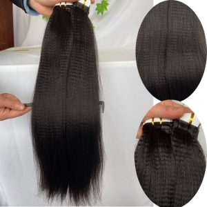 Yaki Straight Hair Tape In Hair Extensions Brazilian Remy Tape Hair 40pcs For Black Women Skin Weft Tape Glue In Hair Extensions - Image 5