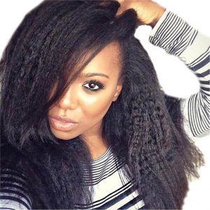 Full Lace Wig Kinky Straight 10A Unprocessed Brazilian Remy Human Hair Glueless Full Lace Human Hair Wigs for Black Women Natural Color