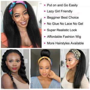 Kinky Straight Headband Wig Human Hair Brazilian Virgin Hair Headband Wigs Human Hair for Black Women - Image 4