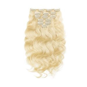 Alternative view of Clip In Hair Extensions Brazilian Hair Body Wave Remy Hair #613 Colored Hair Hxtensions