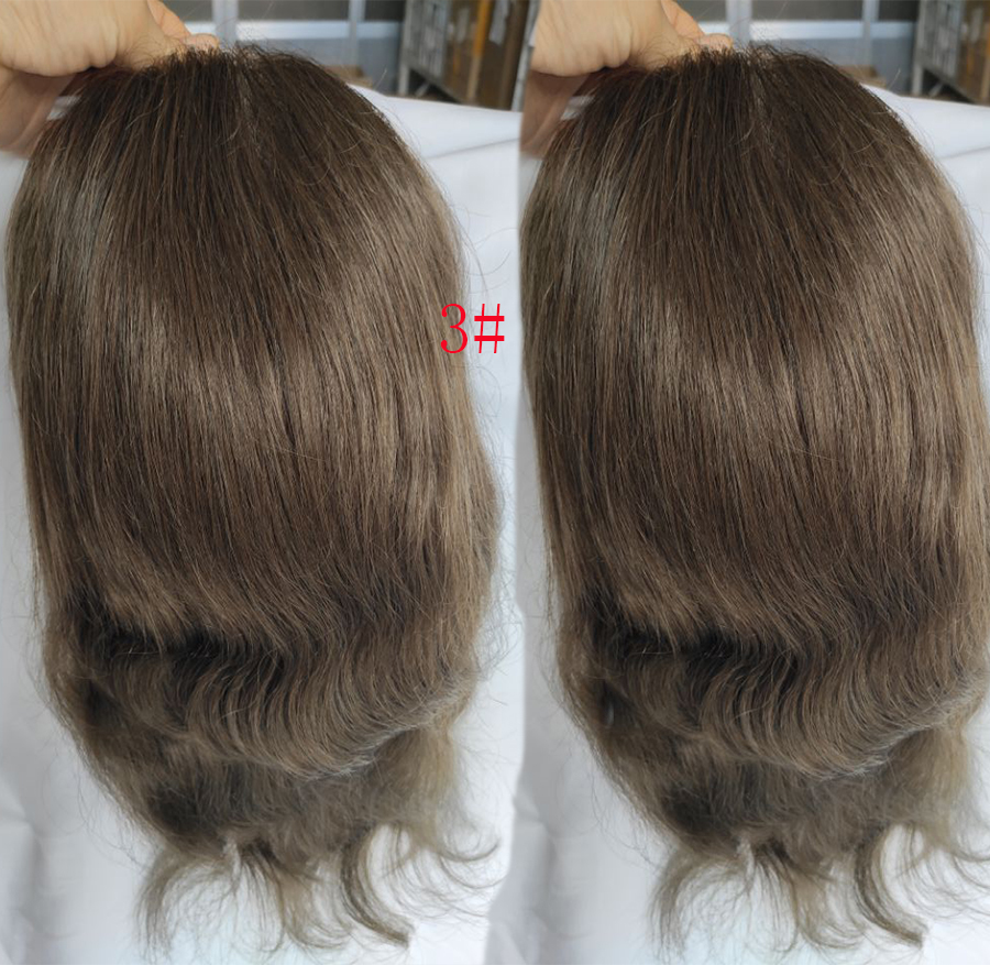 12" Long Hair Men's Toupee Hair Replacement Systems Swiss Lace Front Natural Hairline Hairpieces Thin Skin PU V-looped 10"x8" Base Size - Image 12