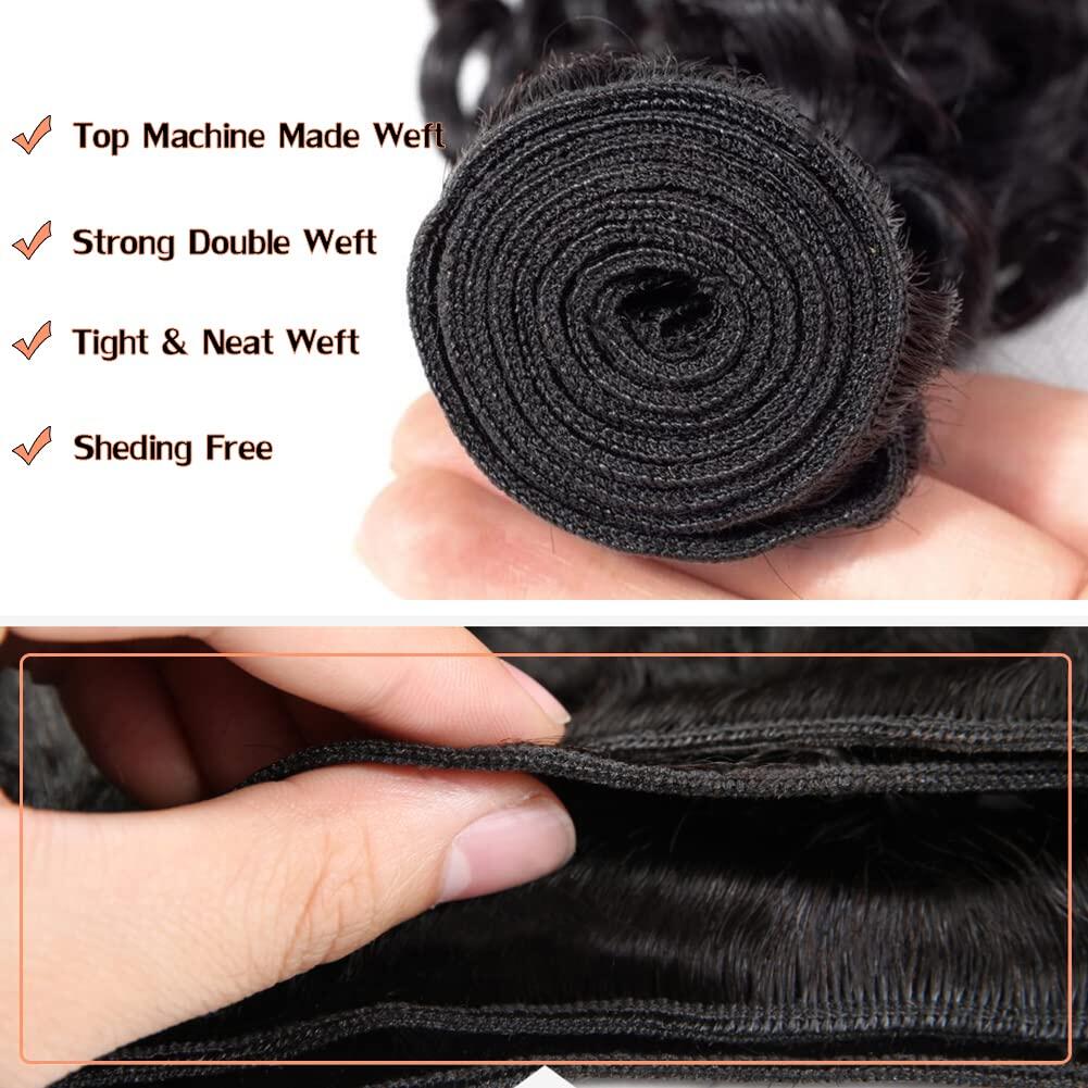 Brazilian Deep Wave 3 Bundles with Closure 8A Unprocessed Deep Curly Human Hair Extensions with Three Part Lace Closur Remy Hair - Image 4