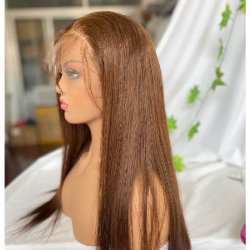 Chocolate Brown Transparent Hd Lace Front Wigs Human Hair Wigs For Women Pre Plucked Hd Lace Front Wigs - Image 4