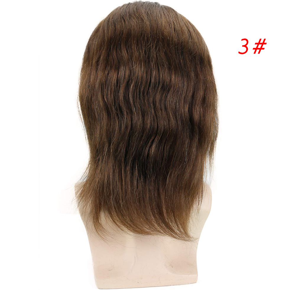 Toupee For Men Long Hair Men's Wigs 12inch Human Hair Wigs For Men Natural Wavy Curly Toupee Black Men Hair 8*10 European Hair - Image 4