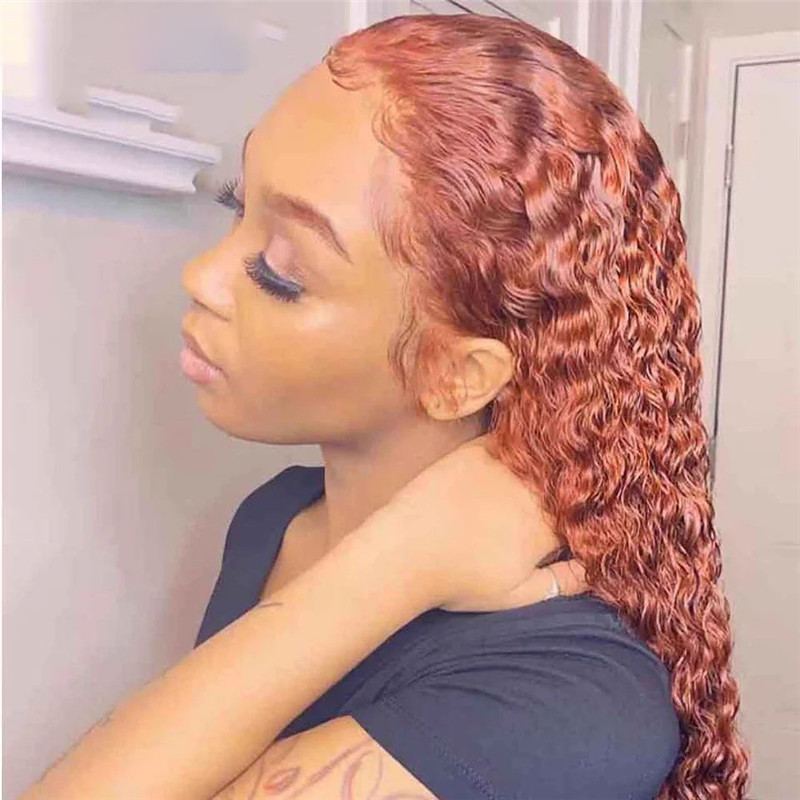 Transparent Brazilian Hair Wigs for Women Colored Curly Ginger Orange Lace Front Wig Deep Wave Lace Front Human Hair Wigs 150% - Image 4