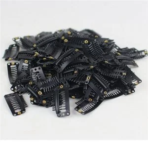 100pcs U Shape Metal Snap Clips for Hair Extensions DIY(Black Color)