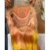 Body Wave Ombre Pink Yellow Orangered Human Virgin Hair Pre Plucked Lace Front Wig For Black Woman Lace Front Wig Brazilian Remy Human Straight Hair