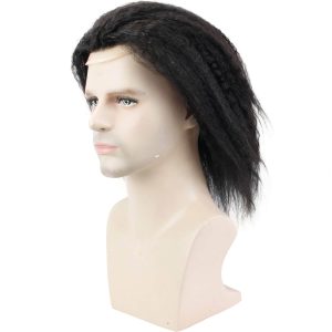 Human Hair Replacement for Men Kinky Straight Stock Toupee Mono Lace and PU Around with Swiss Lace Front 10x8 Base size12inches - Image 4