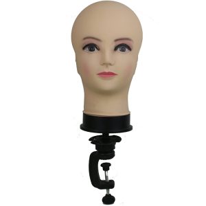 Alternative view of Cosmetology Bald Female Makeup Manikin Head for Wigs Making and Display Mannequin Head with C Table Clamp