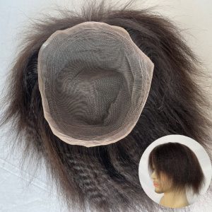 Pwigs Toupee for Men Full French Full Lace Cap Base European Human Hair Men Toupee Natural Hairline Hair System 1B Hair Men Wigs