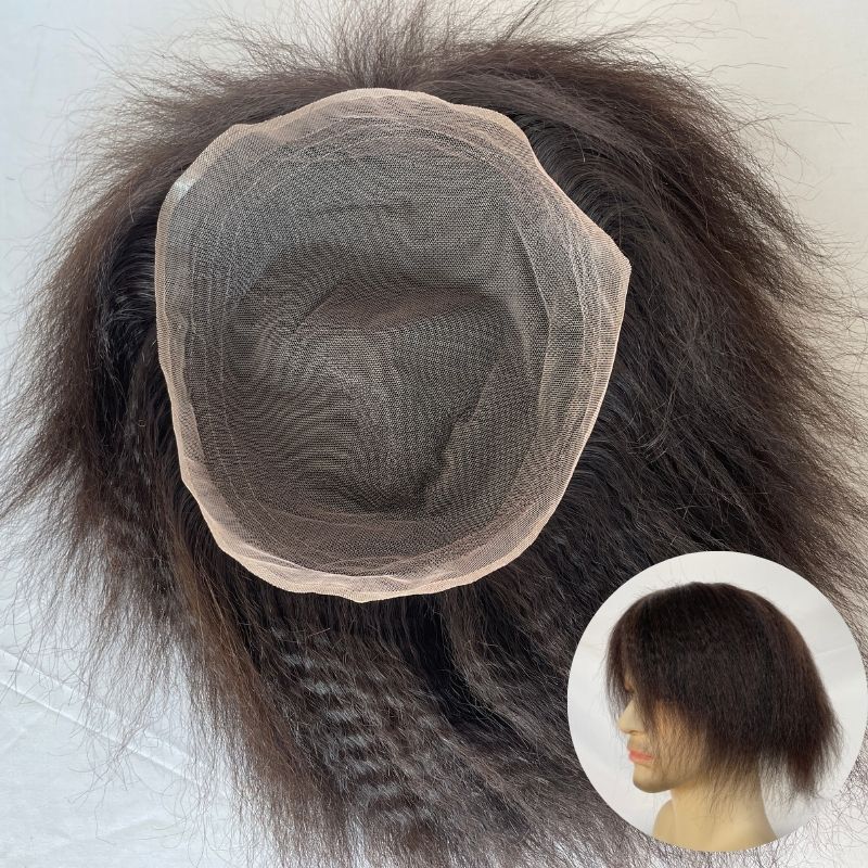Pwigs Toupee for Men Full French Full Lace Cap Base European Human Hair Men Toupee Natural Hairline Hair System 1B Hair Men Wigs