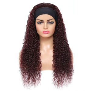 99j Headband Wig Water Wave Human Hair Red Color Headband Wigs for Black Women 10A Brazilian Red Burgundy Headband Wigs - Image 6