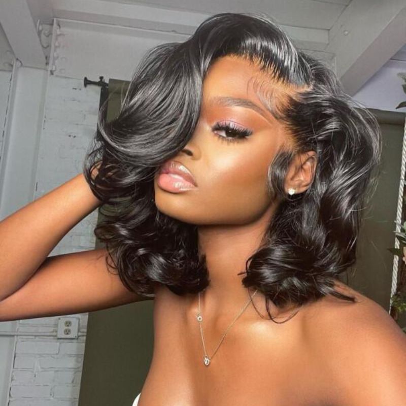 13x4 Lace Front Wig Wavy Brazilian Human Hair Wigs 180% Density 13x6 Lace Wigs For Black Women Black Color Natural Hairline with Baby Hair - Image 4
