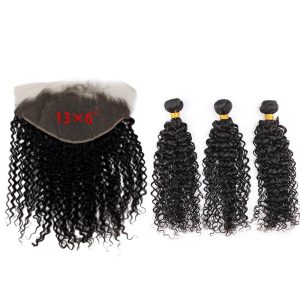 Jerry Curly 13x6 Human Hair Lace Frontal Closure Frontal Bleached Knots With Bundles Baby Hair Natural Color - Image 7
