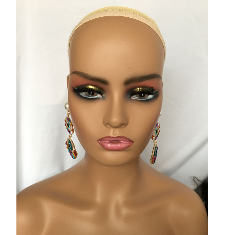 Female Mannequin Head with Shoulders Realistic Mannequin Head for Wig Display PVC Manikin Head With Shoulders Light Brown Color - Image 8