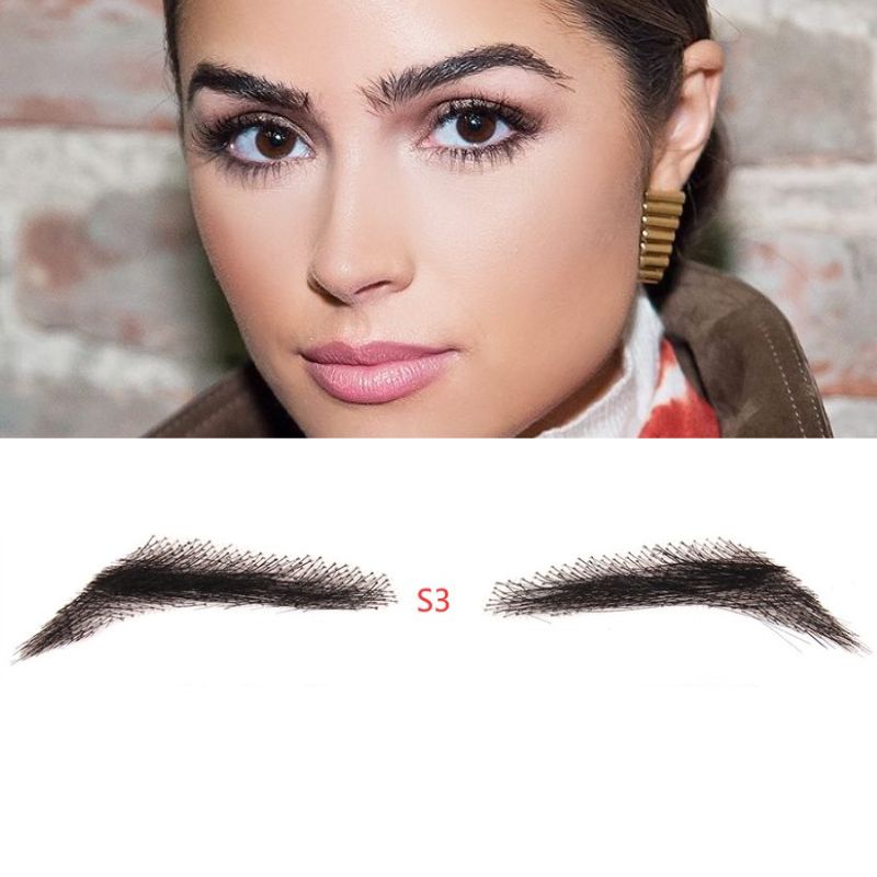 Fake Eyebrow Swiss Lace Invisible Eyebrows For Women and Men Black Color 100% Human Hair Full Hand Tied Eyebrow Hair