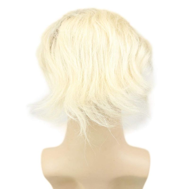 Ombre T60 Platinum Blonde and Black 6-7 Inch 100% Human Hair Men's Toupee Super Thin Mono Lace with PU Around Ombre Blonde 60 Color10" x 8" Toupee - Image 6