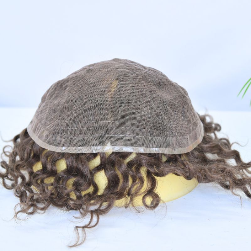 ?Swiss Full Lace Men’s Toupee European Human Hair Replacement System for Men Hairpiece ?Loose Curly #1B Black Color 10x8 inch ? - Image 11