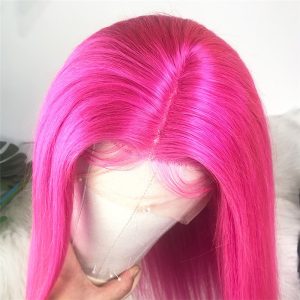 Straight Pink Lace Front Wig Brazilian Remy Hair Pink Bob Ombre Human Hair Wig Pink Closure Wig Transparent Lace Wigs For Women - Image 4