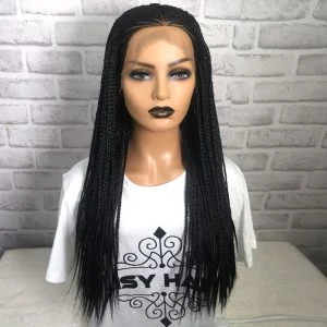Alternative view of Fully Handmade 13X6" Wide Lace Area Tiny Braided Top Box Braided Wigs For Black Women Synthetic Swiss Lace Front Twist Braids Wigs With Baby Hair Ligh