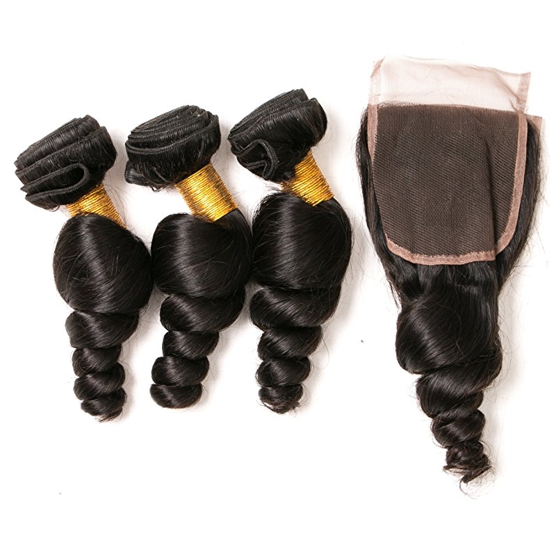 Loose Wave Bundles With Closure Frontal 4x4 Weave Wet and Wavy Brazilian Raw Virgin Human Hair Extension - Image 3
