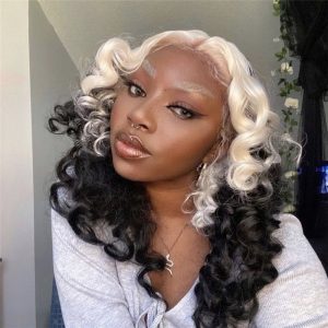 Body Wave Black Ombre 613 Colored Lace Front Wig Brazilian Remy Loose Wave Human Hair Wigs For Women 150%