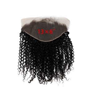 Jerry Curly 13x6 Human Hair Lace Frontal Closure Frontal Bleached Knots With Bundles Baby Hair Natural Color - Image 4