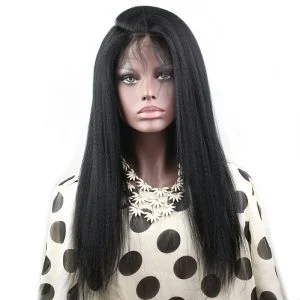 Alternative view of 300% High Density Lace Front Human Hair Wigs for Women Yaki Straight Glueless Brazilian Remy Human Hair Italian Yaki Lace Front Wig (22 inch)
