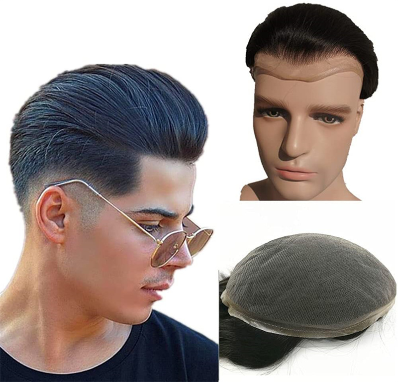 Mens Toupee HD Hair Replacement SystemsSwiss Lace 100%Human hair All by Hand Tied - Image 15