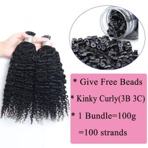 3B 3C Kinky Curly I Tip Microlinks Human Hair Extensions Brazilian Virgin Hair Weave Bundles I Tip Hair Extensions Pwigs - Image 5