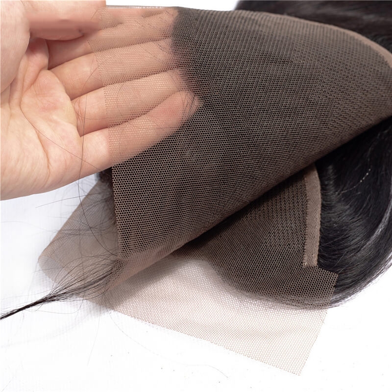 Natural Black Human Hair Brazilian Straight Hair Bundles With lace Frontal 13x4 Closure Bleached Knots Pre Plucked Natural Baby Hair Around - Image 4
