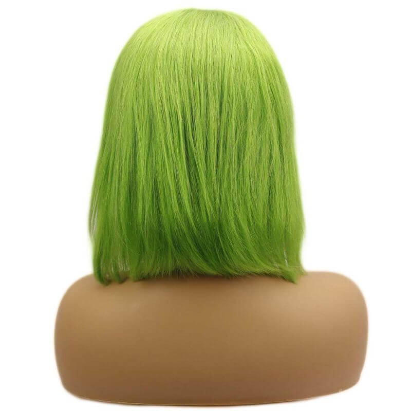 13x4 Lace Frontal Bob Wigs Peruvian Hair Light Green Ombre Color Human Hair Lace Front Bob Wig - Image 4