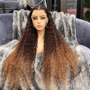 Alternative view of Honey Blonde Brown 13x4 Lace Front Human Hair Wigs Long Curly Brazilian Lace Front Wigs For Women