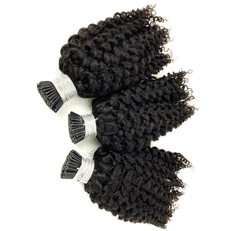 Wholesale Kinky Curly Human Hair Mink Raw Premium Virgin Hair Extensions 3B 3C I Tip Hair Extensions - Image 4