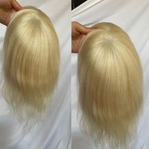 Human Hair Wigs Blonde Color Full Skin Pu Base 12 Inch For Women 8x10 613 Blonde Color Thin Skin Base Hair For Men 12 Inch - Image 4