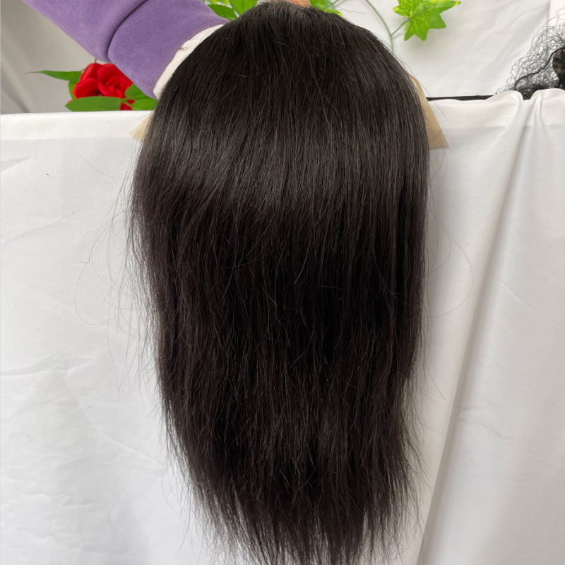 Long Human Hair Toupee for Men 12inch 10x8 Hairpieces Human Hair Mens Toupee Mono Net with PU around Natural Black Color Men Wigs - Image 7