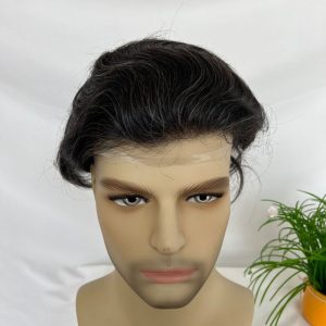 Men's Toupee PU Base With Frontal Swiss Lace Net 100% Virgin Human Hair Hairpieces Replacement System For Men 10x8 "Base Size - Image 7