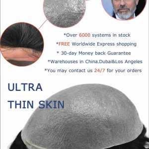 PU V-loop Super Thin Skin Hairpiece Ultra Thin Skin Mens Toupee Invisible Men Hair Replacement Poly Disposable Hairpiece Natural Hairline - Image 5