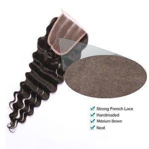 Alternative view of HD 4x4  Lace Closure Natural Color Loose Wave Brazalian Remy Hair Free Part Lace Closure 4x4 inch