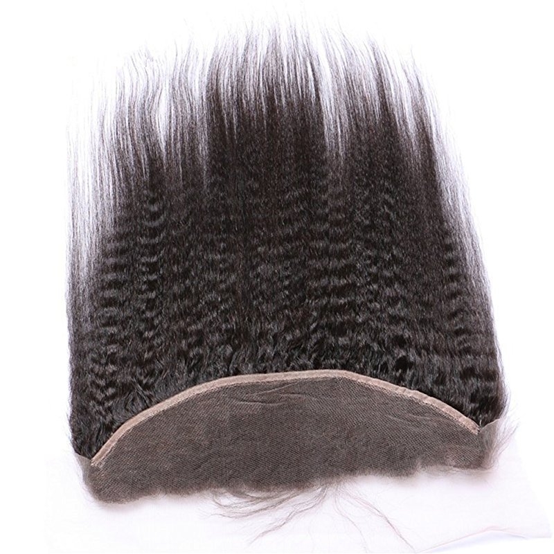 Malaysian Afro Kinky Straight Lace Frontal Closure Human Hair With 13x4 - Image 5