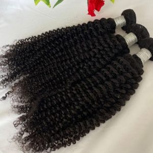 Kinky Curly Human Hair Bundles Brazilian Hair Weft 4 Bundles Natural Color Remy Hair Extensions - Image 2