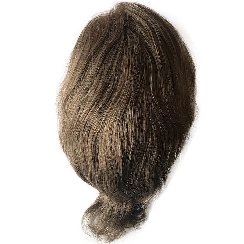 Men's Toupee 10x8 Human Hair 7# Brown Mens Toupee Thin Skin Around with Mono Lace with PU - Image 14