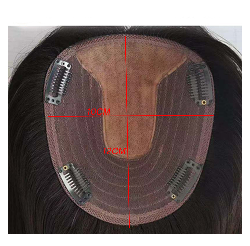 Hair Piece Extensions Crown Toppers Solid Color 100% Human Hair Natural 1B Color Remy Human Hair Clip In Hair For Women Toupees - Image 4
