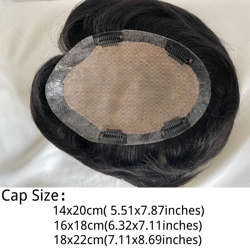 Men Toupee Silk Base Wigs For Men Short Hair PU Silk Base Toupee Human Hair Toupee For Men Hair pieces Transparent skin Hair Replacement Natural Hair - Image 10