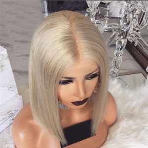 Glueless Lace Front Blond Human Hair Bob Wigs With Baby Hair Pre Plucked #60 Light Blonde Short Brazilian Full Lace Wigs Cap Top Grade Remy Hair - Image 5