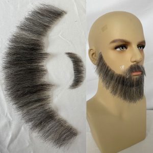 Alternative view of Fake Beard Swiss Lace Fake Beard And Moustache Real Human Hair Handmade Light Beard For Men Invisible Beards For Man Grey Color