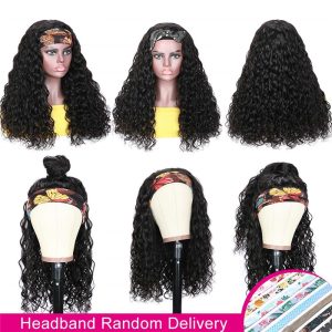 Water Wave Headband Wig Human Hair Brazilian Virgin Hair Wet and Wavy Headband Wigs Human Hair Water Wave Headband Wigs for Black Women - Image 4